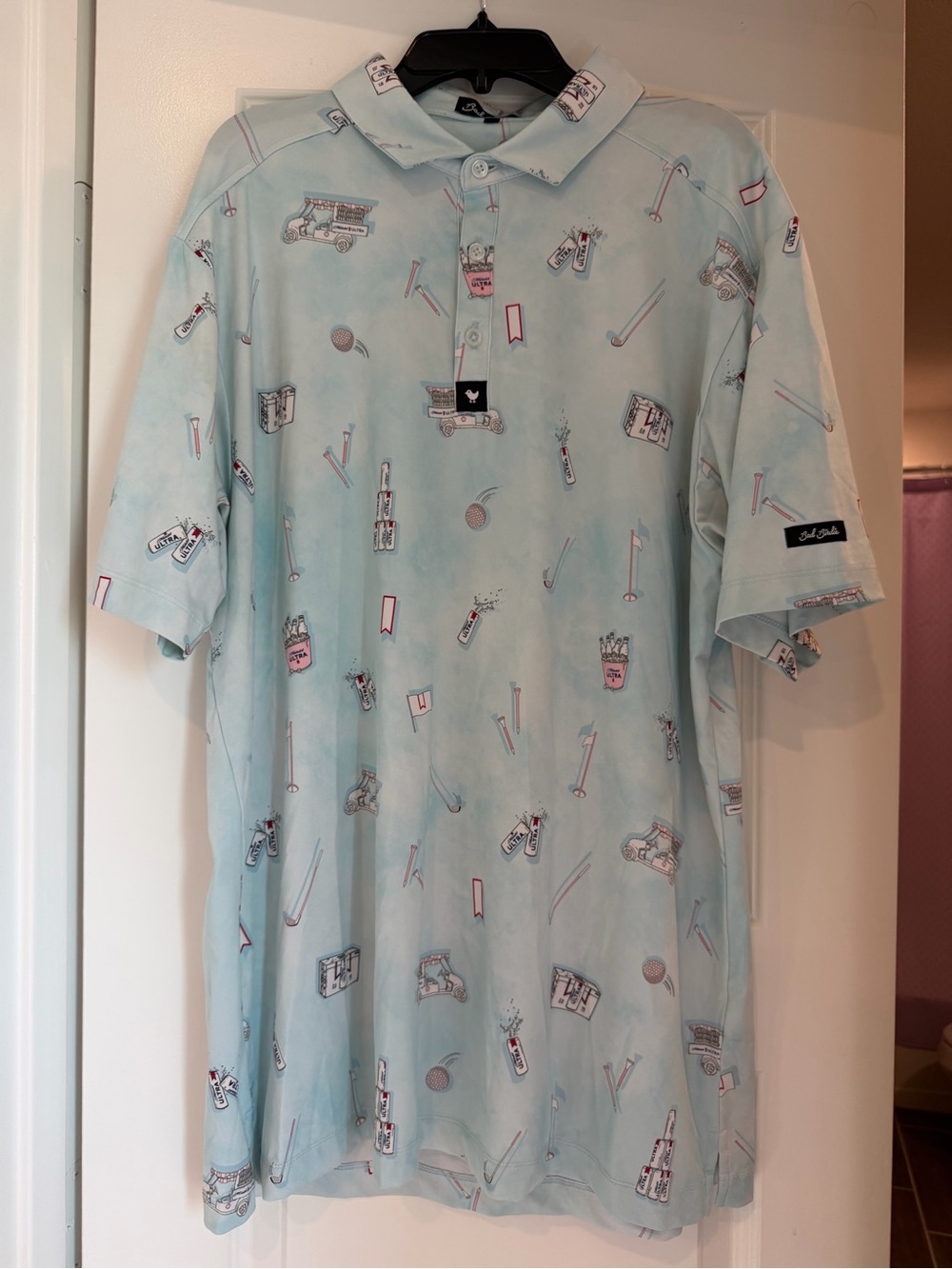 Bad Birdie x Michelob Ultra Men’s XL Golf Polo Blue Beer Print NWOT